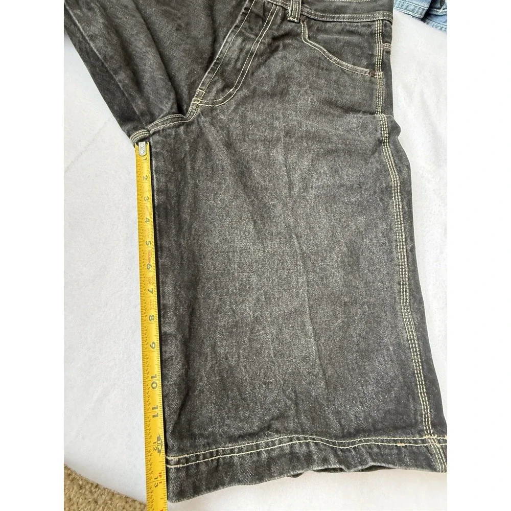 Y2K Black Baggy Denim Jorts Mens 34 Skater Hip Hop Grunge Streetwear